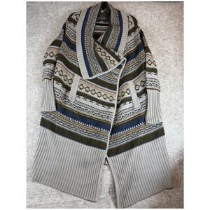 Yigal Azrouel Cardigan Sweater Womens XS Gray Fair Isle Baby Alpaca Wool Knit